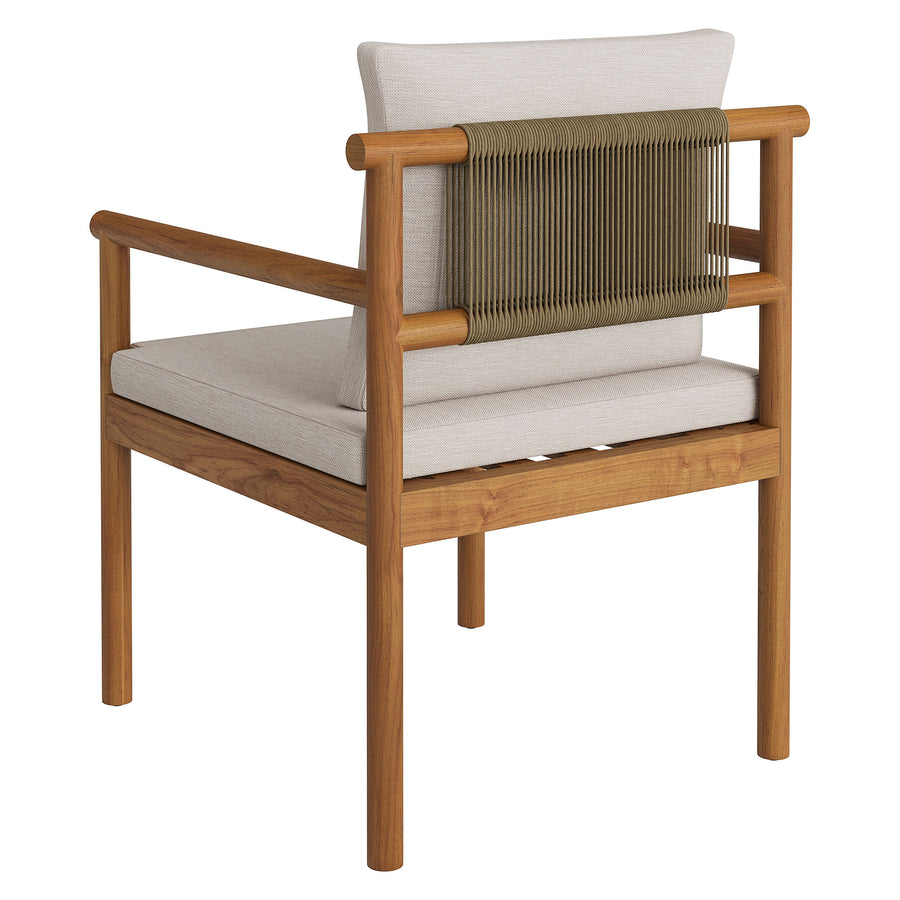 Lyric Outdoor Patio Teak Wood Rope Dining Chair in Natural Sail