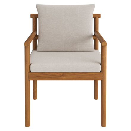 Eleni Outdoor Patio Teak Wood Rope Dining Chair in Natural Sail