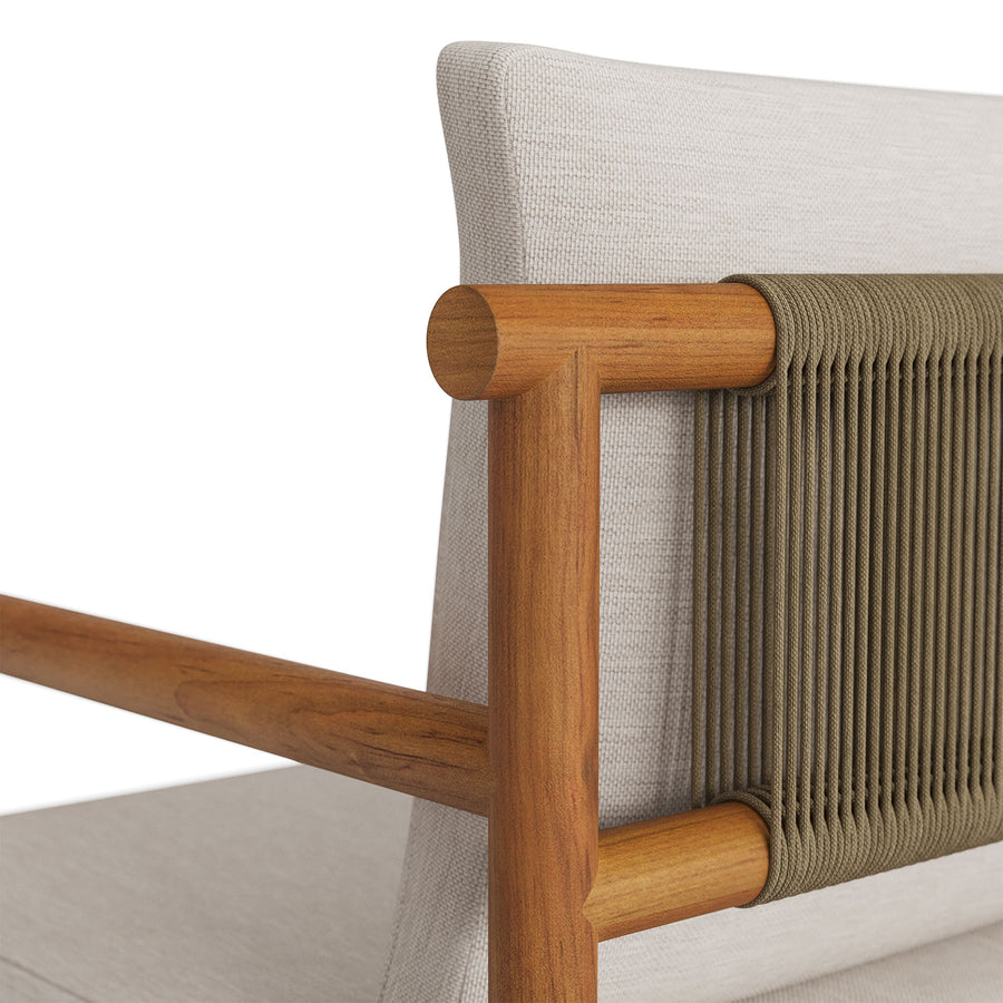 Lyric Outdoor Patio Teak Wood Rope Dining Chair in Natural Sail