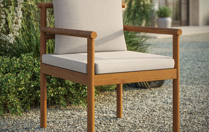 Lyric Outdoor Patio Teak Wood Rope Dining Chair in Natural Sail