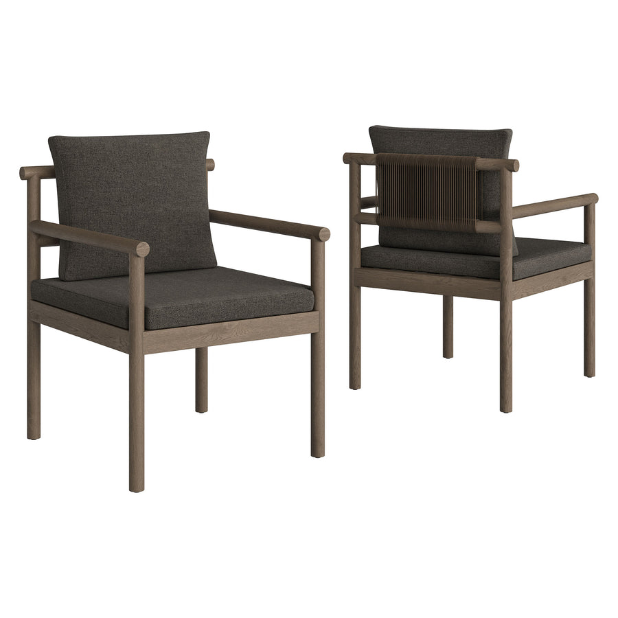 Lyric 7 Piece Outdoor Patio Teak Wood Dining Set in Weathered Gray Flint