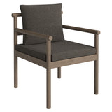 Lyric Outdoor Patio Teak Wood Rope Dining Chair in Weathered Gray Flint