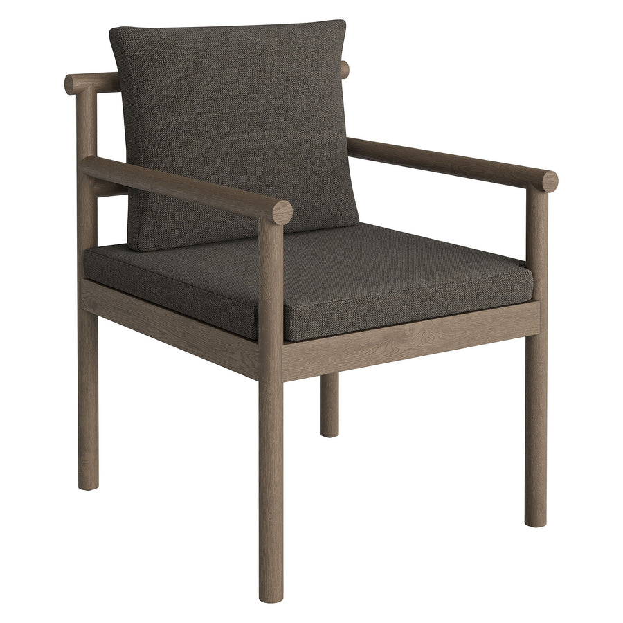 Lyric Outdoor Patio Teak Wood Rope Dining Chair in Weathered Gray Flint