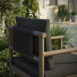 Lyric Outdoor Patio Teak Wood Rope Dining Chair in Weathered Gray Flint