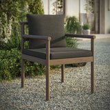 Lyric Outdoor Patio Teak Wood Rope Dining Chair in Weathered Gray Flint