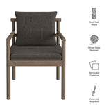Lyric Outdoor Patio Teak Wood Rope Dining Chair in Weathered Gray Flint