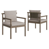 Lyric 7 Piece Outdoor Patio Teak Wood Dining Set in Weathered Gray Pebble