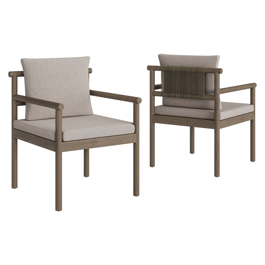 Lyric 7 Piece Outdoor Patio Teak Wood Dining Set in Weathered Gray Pebble