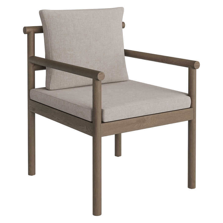 Lyric Outdoor Patio Teak Wood Rope Dining Chair in Weathered Gray Pebble
