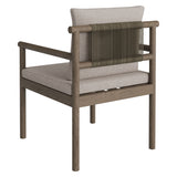 Lyric Outdoor Patio Teak Wood Rope Dining Chair in Weathered Gray Pebble