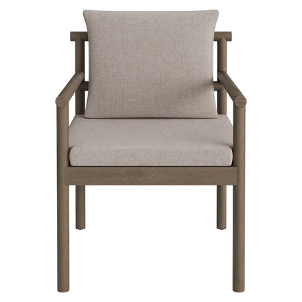 Eleni Outdoor Patio Teak Wood Rope Dining Chair in Weathered Gray Pebble