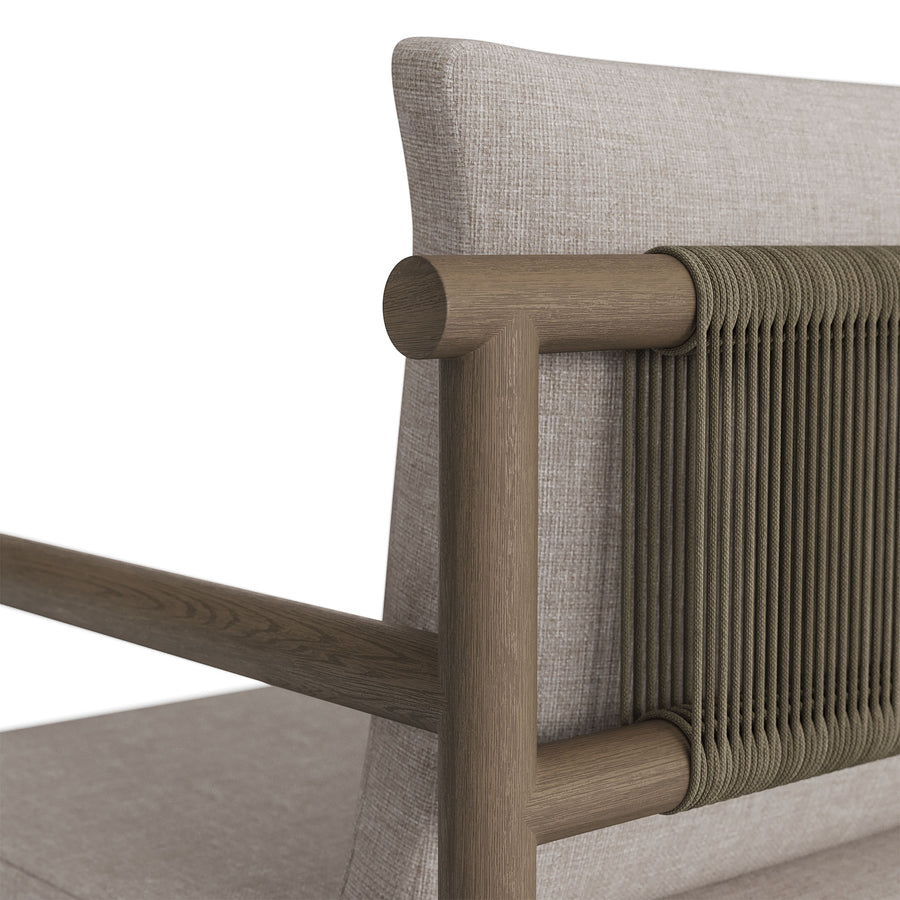 Lyric Outdoor Patio Teak Wood Rope Dining Chair in Weathered Gray Pebble