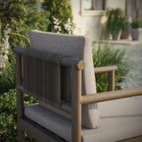 Lyric Outdoor Patio Teak Wood Rope Dining Chair in Weathered Gray Pebble