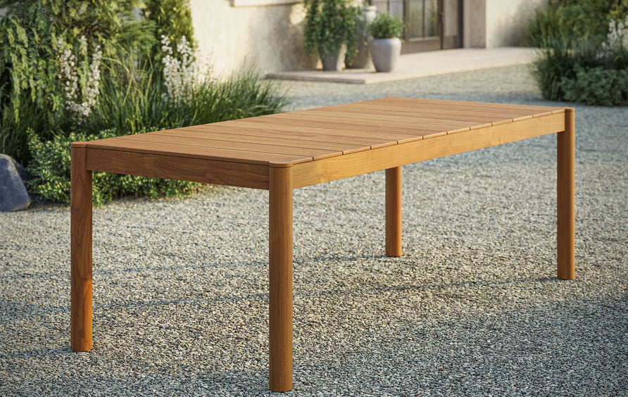 Lyric 89-Inch Outdoor Patio Teak Wood Dining Table in Natural