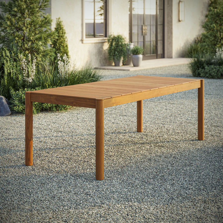 Lyric 89-Inch Outdoor Patio Teak Wood Dining Table in Natural