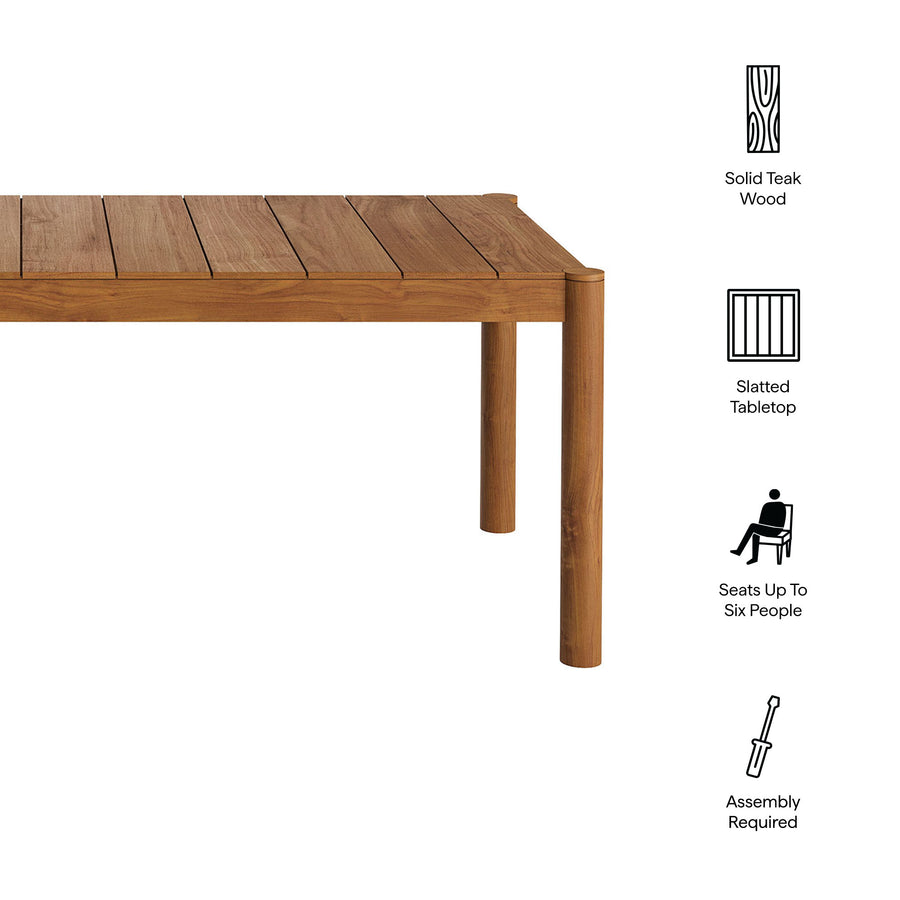 Lyric 89-Inch Outdoor Patio Teak Wood Dining Table in Natural