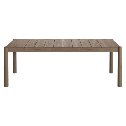 Eleni 89-Inch Outdoor Patio Teak Wood Dining Table in Weathered Gray