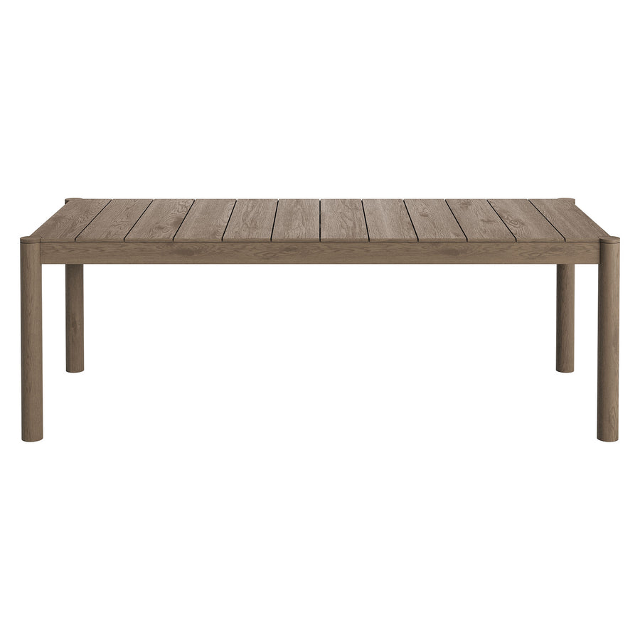 Lyric 89-Inch Outdoor Patio Teak Wood Dining Table in Weathered Gray