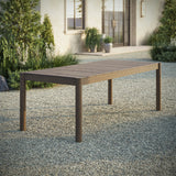 Lyric 89-Inch Outdoor Patio Teak Wood Dining Table in Weathered Gray