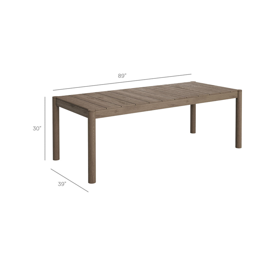 Lyric 89-Inch Outdoor Patio Teak Wood Dining Table in Weathered Gray