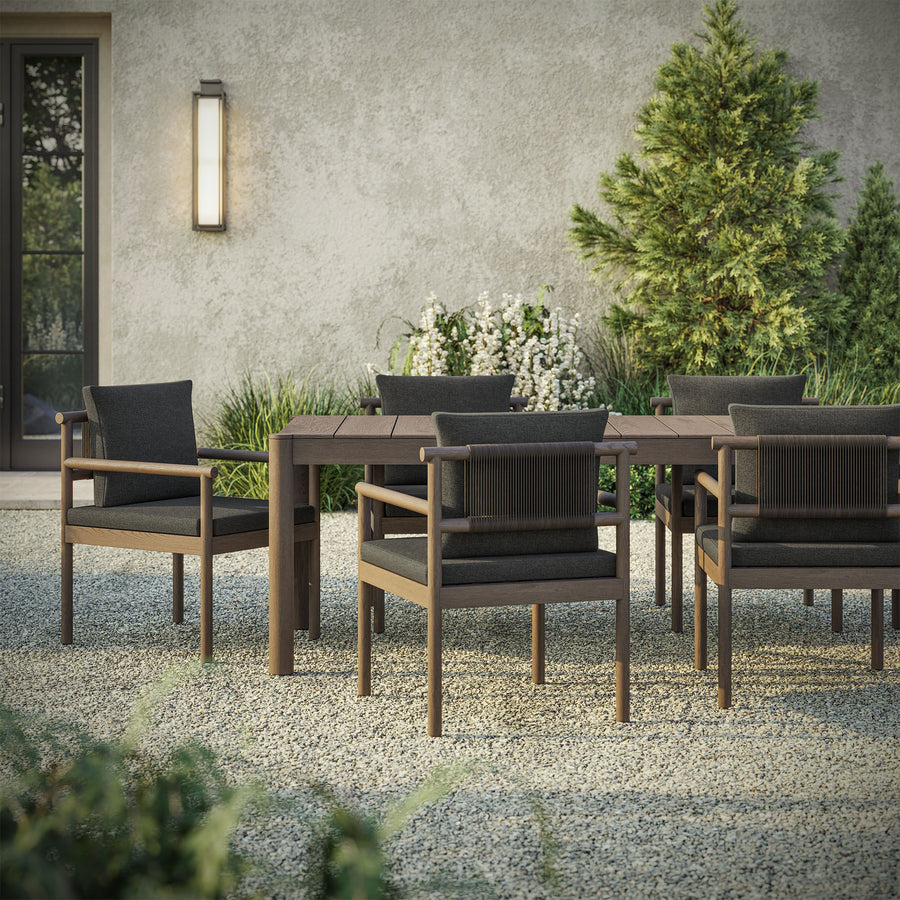 Lyric 7 Piece Outdoor Patio Teak Wood Dining Set in Weathered Gray Flint