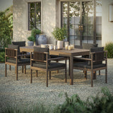 Lyric 7 Piece Outdoor Patio Teak Wood Dining Set in Weathered Gray Flint