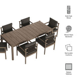 Lyric 7 Piece Outdoor Patio Teak Wood Dining Set in Weathered Gray Flint