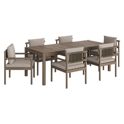 Eleni 7 Piece Outdoor Patio Teak Wood Dining Set by Furniture for America