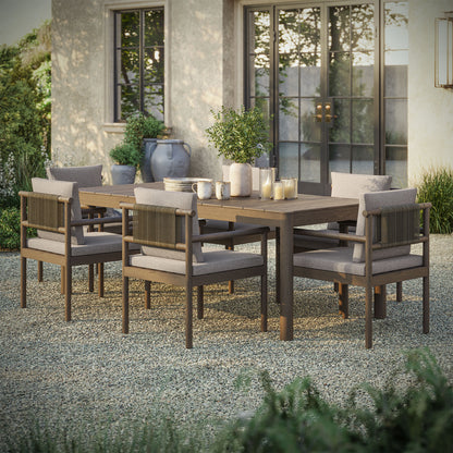 Eleni 7 Piece Outdoor Patio Teak Wood Dining Set by Furniture for America