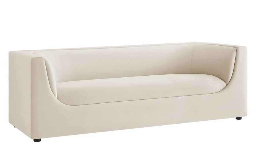 Drift 86" Curved Back Performance Velvet Sofa in Alabaster