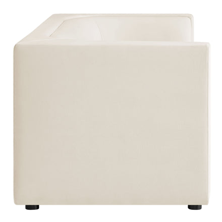 Hilda 86" Curved Back Performance Velvet Sofa in Alabaster