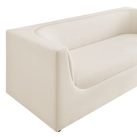 Hilda 86" Curved Back Performance Velvet Sofa in Alabaster