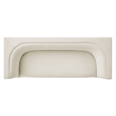 Hilda 86" Curved Back Performance Velvet Sofa in Alabaster