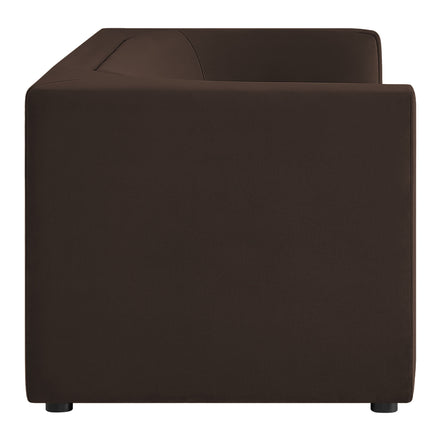 Hilda 86" Curved Back Performance Velvet Sofa in Chocolate Brown