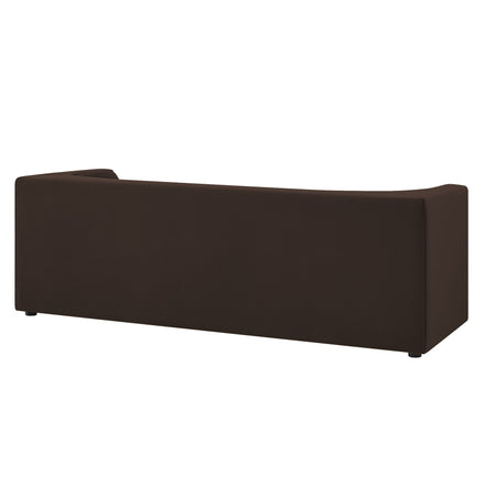 Hilda 86" Curved Back Performance Velvet Sofa in Chocolate Brown
