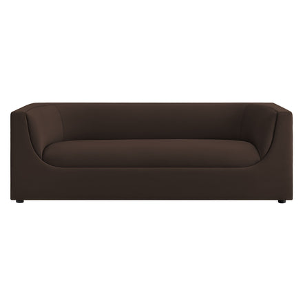 Hilda 86" Curved Back Performance Velvet Sofa in Chocolate Brown