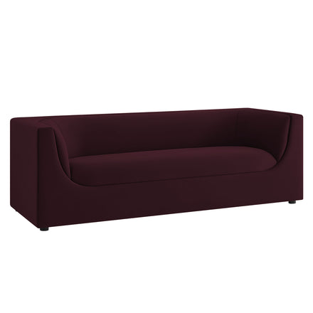 Hilda 86" Curved Back Performance Velvet Sofa in Mulberry