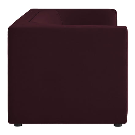 Hilda 86" Curved Back Performance Velvet Sofa in Mulberry