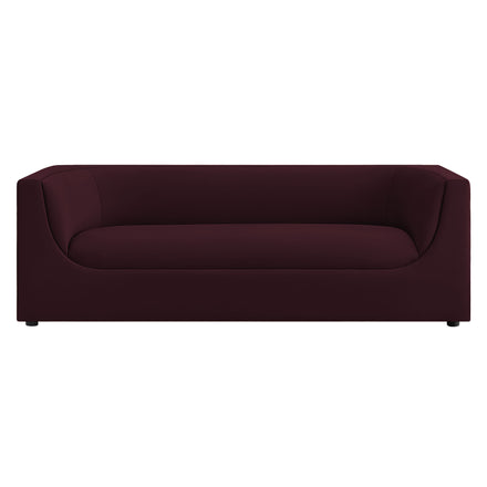 Hilda 86" Curved Back Performance Velvet Sofa in Mulberry