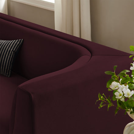 Hilda 86" Curved Back Performance Velvet Sofa in Mulberry