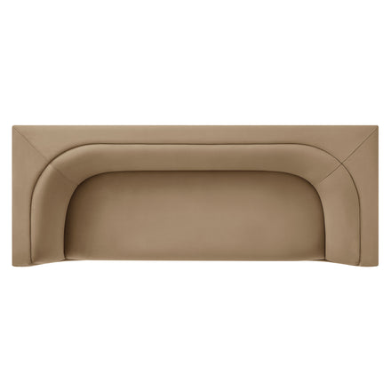 Hilda 86" Curved Back Performance Velvet Sofa in Taupe