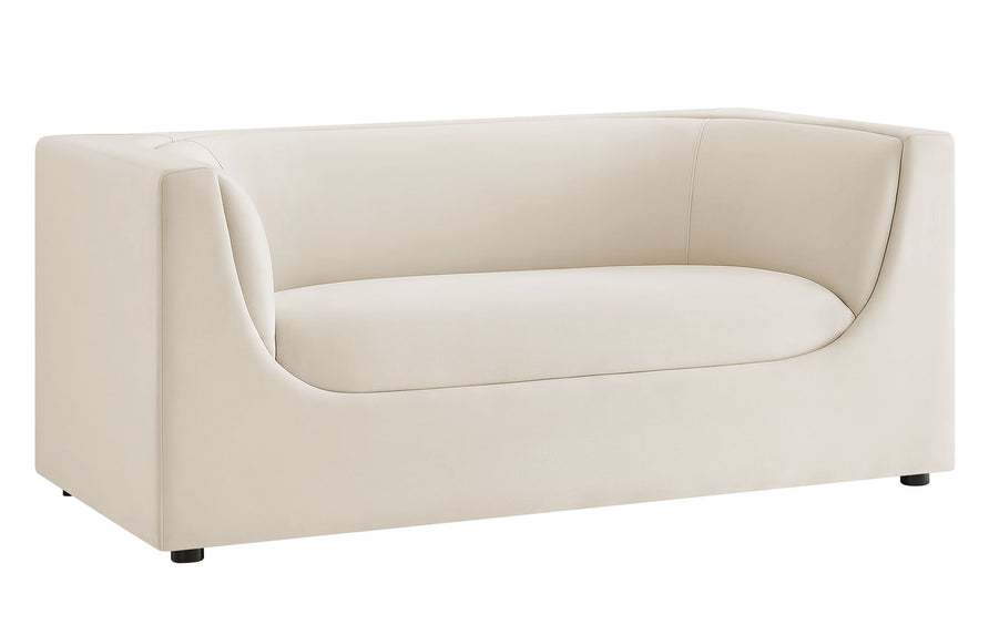 Drift 67" Curved Back Performance Velvet Loveseat in Alabaster