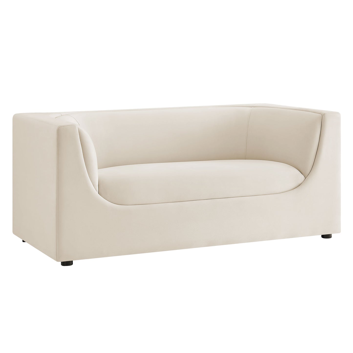 Drift 67" Curved Back Performance Velvet Loveseat in Alabaster