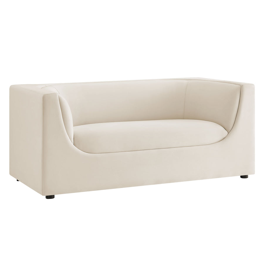 Drift 67" Curved Back Performance Velvet Loveseat in Alabaster