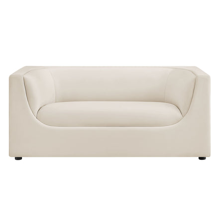 Hilda 67" Curved Back Performance Velvet Loveseat in Alabaster