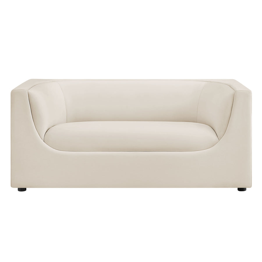 Drift 67" Curved Back Performance Velvet Loveseat in Alabaster