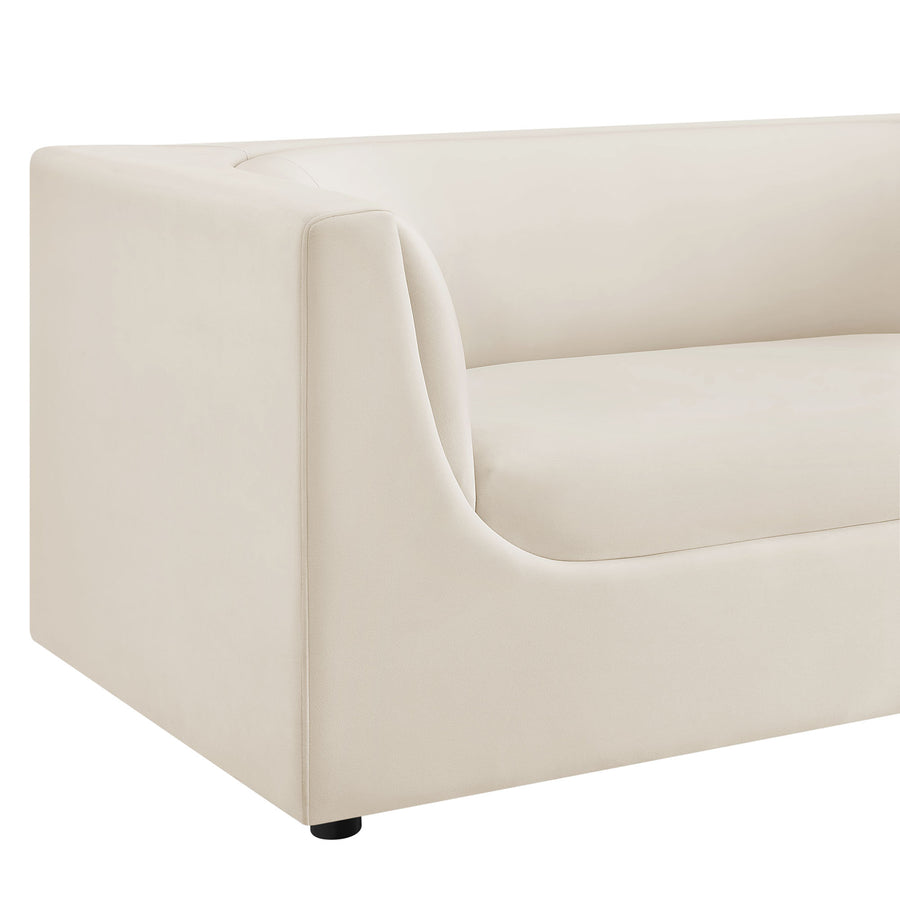 Drift 67" Curved Back Performance Velvet Loveseat in Alabaster