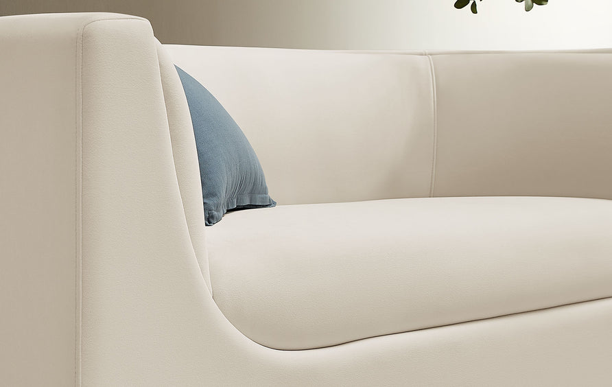 Drift 67" Curved Back Performance Velvet Loveseat in Alabaster