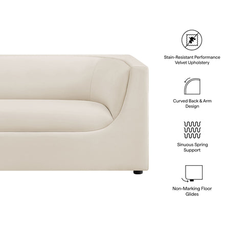 Hilda 67" Curved Back Performance Velvet Loveseat in Alabaster