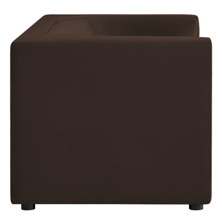 Hilda 67" Curved Back Performance Velvet Loveseat in Chocolate Brown